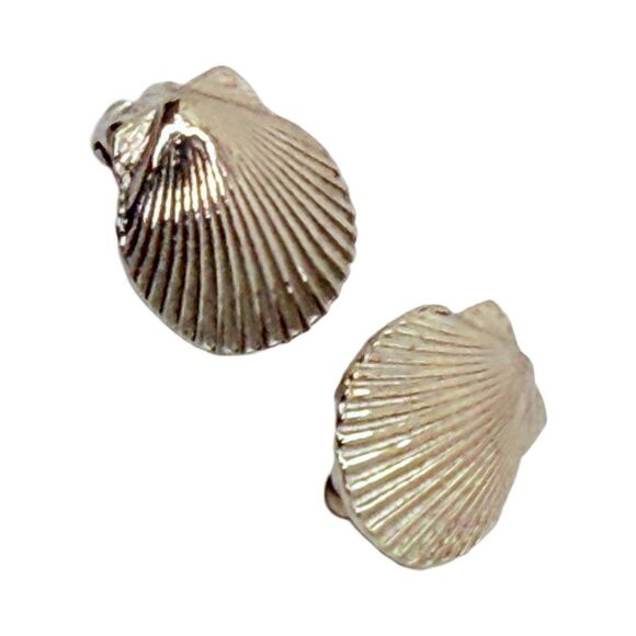 Vintage Mimi Di Niscemi Silver Seashell Earrings Clip-on Electroplated Nautical - Picture 8 of 13